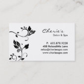 Schwarz-weiße BlumenWirbelsgeschäftskarte Visitenkarte (Rückseite)