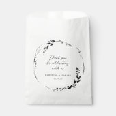 Schwarz-weiße Blumenzeremonie Custom Vielen Dank Geschenktütchen (Vorderseite)