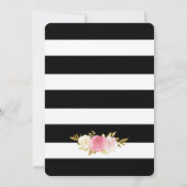 Schwarz-weiße Blush Pink Blumenzehen Einladung (Rückseite)