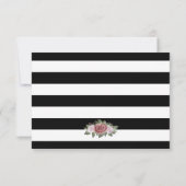 Schwarz-weiße Blush Pink Blumenzehen RSVP Karte (Rückseite)
