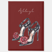 Schwarz-weiße BlütenHigh Heels Magnet (Vorderseite)