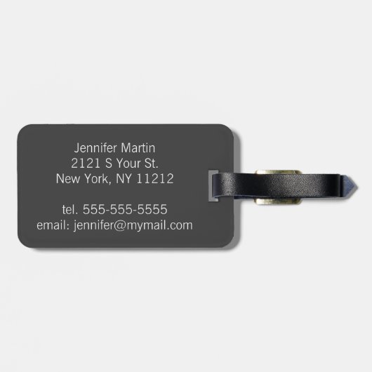 Schwarz-weiße Bohemische Hand gezeichnete Blumen Gepäckanhänger (Rückseite horizontal)