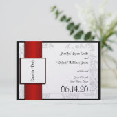 Schwarz-weiße Bohemische Hochzeit speichern Sie da Save The Date (Stehend Vorderseite)