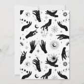 Schwarz-weiße Boho Moon-Hand Einladung (Rückseite)