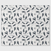 Schwarz-weiße Boho Moon-Hand Geschenkpapier (Flach)