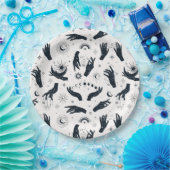 Schwarz-weiße Boho Moon-Hand Pappteller (Party)