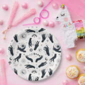 Schwarz-weiße Boho Moon-Hand Pappteller (Party)