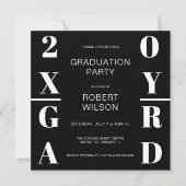 Schwarz-weiße Bold Typografy Graduation Party Invi Einladung (Vorderseite)