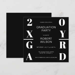 Schwarz-weiße Bold Typografy Graduation Party Invi Einladung