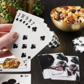 Schwarz-weiße Border Collie Spielkarten (In Situ)
