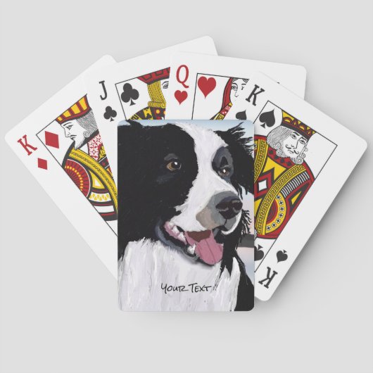 Schwarz-weiße Border Collie Spielkarten (Rückseite)