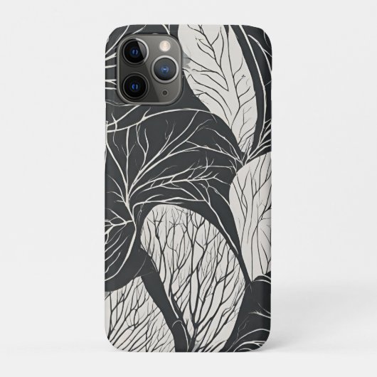 Schwarz-weiße botanische Blattkunst Case-Mate iPhone Hülle (Rückseite)