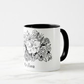 Schwarz-weiße botanische Flora mit Namen Tasse (VorderseiteRechts)