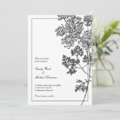 Schwarz-weiße botanische Illustration Save the Dat Date (Stehend Vorderseite)