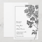 Schwarz-weiße botanische Illustration Save the Dat Date (Vorne/Hinten)