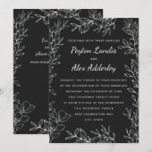 Schwarz-weiße botanische Linie Kunstversammlungen  Einladung (Vorne/Hinten)