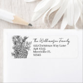 Schwarz-weiße botanische Rücksendeadresse (Insitu)