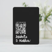 Schwarz-weiße Bow Wedding Gift Registry Gedicht QR Dankeskarte (Stehend Vorderseite)