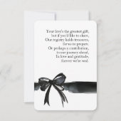 Schwarz-weiße Bow Wedding Gift Registry Gedicht QR Dankeskarte (Rückseite)