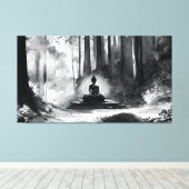 Schwarz-weiße Buddha-Wandkunst Leinwanddruck (Insitu (Holzboden))