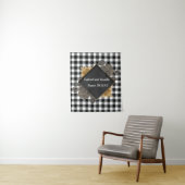 Schwarz-weiße Buffalo Karo Rose Rahmen Hochzeitsba Wandteppich (Beispiel)