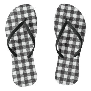 Schwarz-weiße Buffalo-Karo-Schlappen Badesandalen