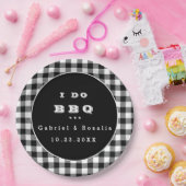 Schwarz-weiße Buffalo-Karos Ich mache GRILLEN Verl Pappteller (Party)