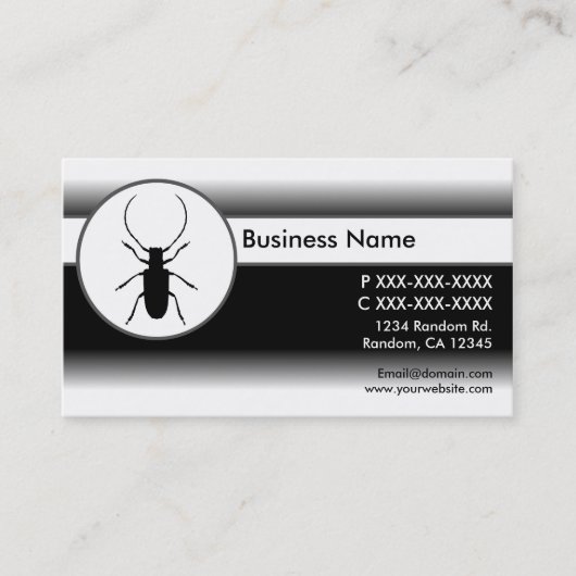 Schwarz-weiße Bugkarten Visitenkarte (Vorderseite)