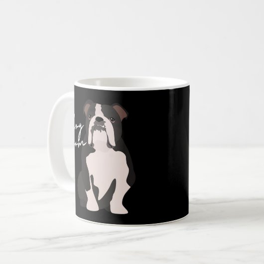 Schwarz-weiße Bulldog-Mama Kaffeetasse (Vorderseite Links)