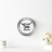 Schwarz-weiße Bürstenmetalle in Ihrem Unternehmen Runde Wanduhr (Zuhause)