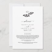 Schwarz-weiße Butterfly-Monogramm-Hochzeitreise (Vorderseite)