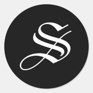 Schwarz-weiße Calligraphie S Monogram Stickers
