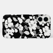 SCHWARZ-WEISSE CAMELLIAS, BLÄTTER Dunkle Flora Case-Mate iPhone Hülle (Rückseite (Horizontal))