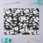 SCHWARZ-WEISSE CAMELLIAS, BLÄTTER Dunkle Flora Seidenpapier (Basteln)