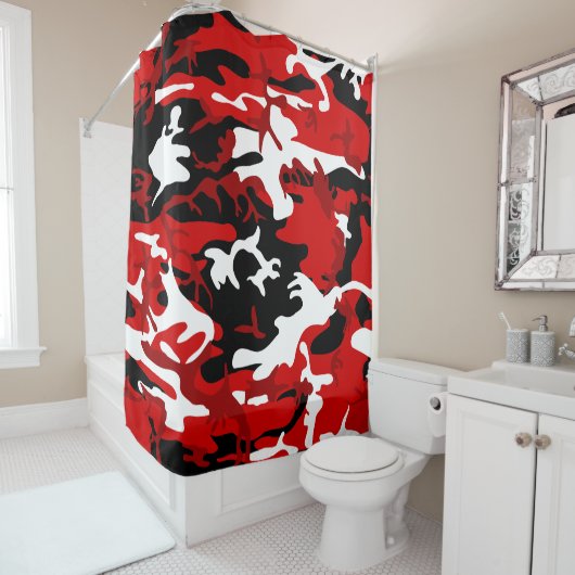 Schwarz-weiße Camouflage Duschvorhang (Beispiel)