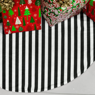 Schwarz-weiße Candy Stripe Leinenimitat Weihnachtsbaumdecke