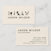 Schwarz-weiße Cat Silhouette Cloud Minimal Visitenkarte (Vorne/Hinten)