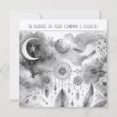 Schwarz-weiße Celestial Moon Dream Catcher Wedding Einladung (Vorderseite)