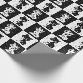 Schwarz-weiße Chat Checked Block Print Geschenkpapier (Ecke)