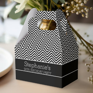 Schwarz-Weiße Chevron-Geburtstagsfeier Geschenkschachtel