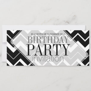 Schwarz-weiße Chevron-Stil Party-Einladungen Einladung