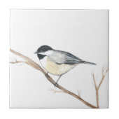 Schwarz-weiße Chickadee Bird Frische Pasta machen Fliese (Vorderseite)