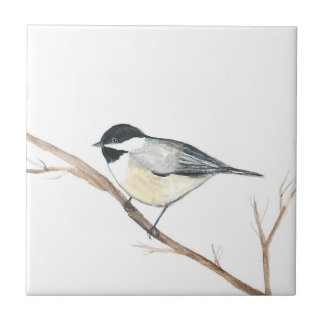 Schwarz-weiße Chickadee Bird Frische Pasta machen Fliese