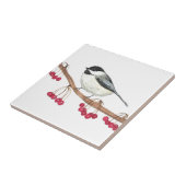 Schwarz-weiße Chickadee Bird Frische Pasta machen Fliese (Seite)