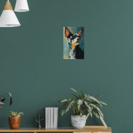 Schwarz-weiße Chihuahua-Wasserfarben-Porträt Poster