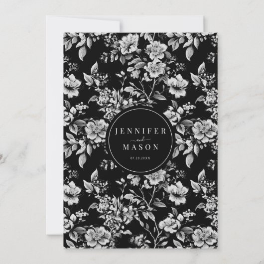 Schwarz-weiße Chinoiserie Klassische Hochzeit Einladung (Rückseite)