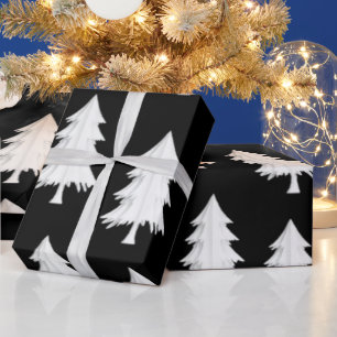 Schwarz-Weiße-Christbäume-Geschenkpapier Geschenkpapier