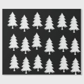 Schwarz-Weiße-Christbäume-Geschenkpapier Geschenkpapier (Flach)