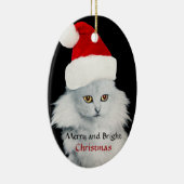 SCHWARZ-WEISSE CHRISTMAS KATZE MIT SANTA CLAUS HAT KERAMIKORNAMENT (Rechts)