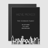 Schwarz-weiße City-Skyline wir umgezogen Ankündigu Magnetkarte (Vorne/Hinten)